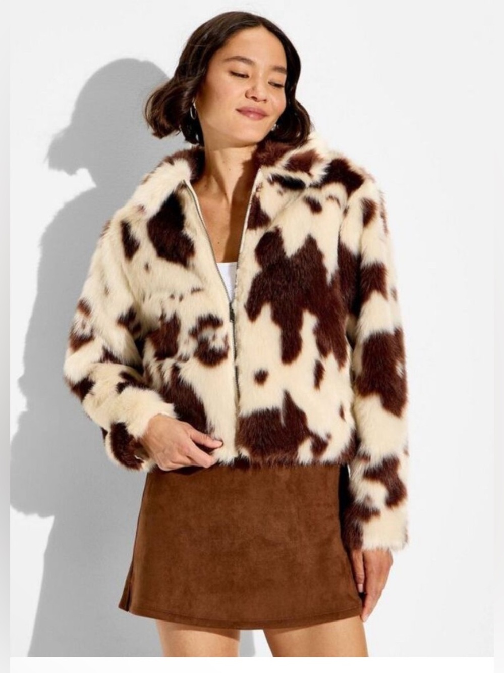 NWT Wild Fable - Women's Faux Fur Jacket Wild Fable Light Brown C Brown Cow XXS